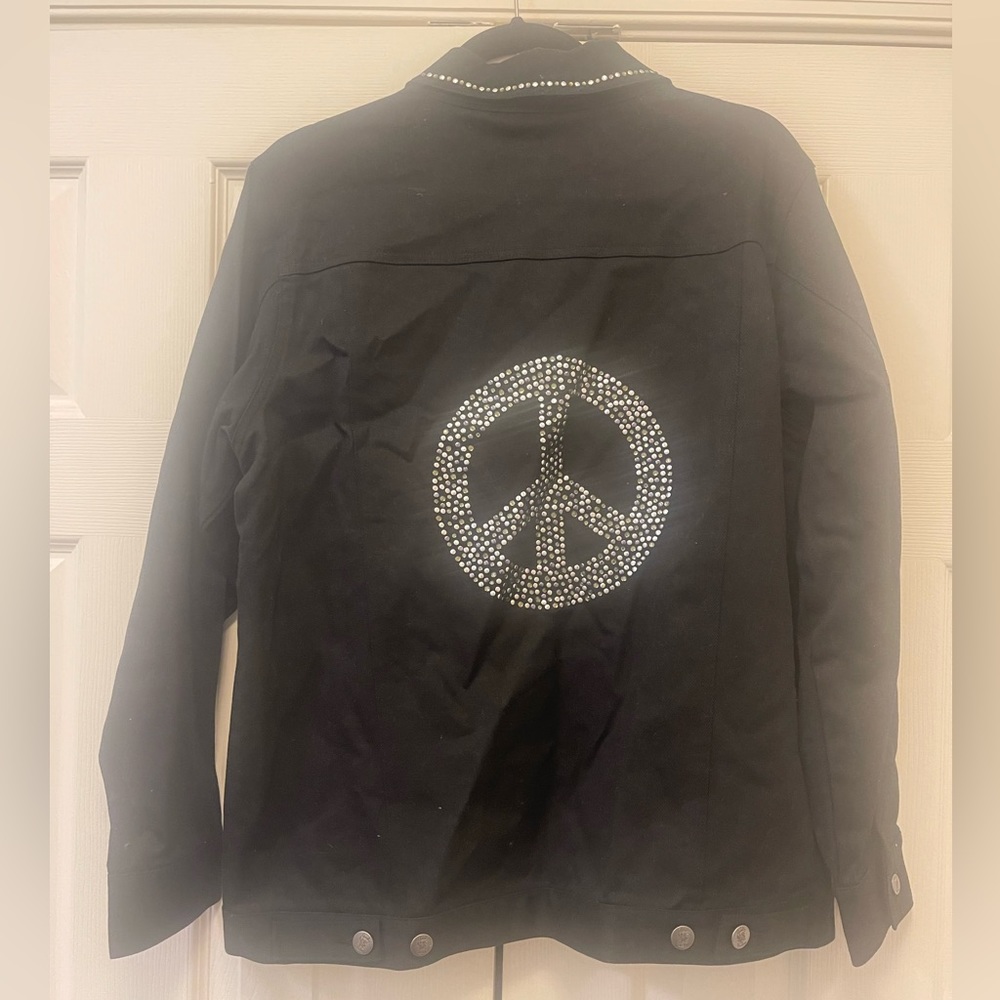 Black Jacket with Studded Peace ☮️ Sign